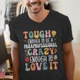 Tough Enough To Be a Paraprofessional Groovy Sped Teacher Men's V-Neck T-Shirt, Groovy Teacher Shirts, funny gift