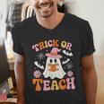 Trick Or Teach Cute Floral Ghost Teacher Halloween Costume Men's V-Neck T-Shirt, funny gift Trick Or Teach Cute Floral Ghost Teacher Halloween Costume Men's V-Neck T-Shirt, funny gift