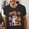 Trick Or Teach Cute Ghost Coffee Pumpkins Halloween Teacher Men's V-Neck T-Shirt, funny gift Trick Or Teach Cute Ghost Coffee Pumpkins Halloween Teacher Men's V-Neck T-Shirt, funny gift
