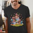Turkey Reading Books Fall Season Thanksgiving Teacher Book Men's V-Neck T-Shirt, funny gift