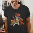 Turkey Reading Books Fall Thanksgiving Teacher Librarian Men's V-Neck T-Shirt, funny gift