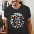 Twin Day For Spirit Week Teacher Bestie Matching Men's V-Neck T-Shirt, funny gift Twin Day For Spirit Week Teacher Bestie Matching Men's V-Neck T-Shirt, funny gift