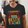 Twinning With My Bestie Teacher Boy Spirit Week Twin Day Men's V-Neck T-Shirt, funny gift Twinning With My Bestie Teacher Boy Spirit Week Twin Day Men's V-Neck T-Shirt, funny gift