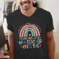Twinning With My Teacher Bestie Rainbow Matching Teachers Men's V-Neck T-Shirt, funny gift