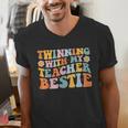 Twinning With My Teacher Bestie Twin Day Matching For Men Women Kids Men's V-Neck T-Shirt, funny gift Twinning With My Teacher Bestie Twin Day Matching For Men Women Kids Men's V-Neck T-Shirt, funny gift