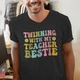 Twinning With My Teacher Bestie Twin Day Matching Teachers For Men Women Girls Kids Men's V-Neck T-Shirt, funny gift Twinning With My Teacher Bestie Twin Day Matching Teachers For Men Women Girls Kids Men's V-Neck T-Shirt, funny gift