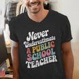Never Underestimate a Public School Teacher Public Education Men's V-Neck T-Shirt, funny gift Never Underestimate a Public School Teacher Public Education Men's V-Neck T-Shirt, funny gift