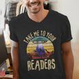 Vintage Take Me To Your Readers English Teacher Alien Space Men Women Men's V-Neck T-Shirt, English Teacher Shirts, funny gift