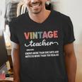 Vintage Teacher Knows More Than She Says Outfit Definition Men's V-Neck T-Shirt, funny gift