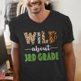 Wild About 3rd Grade Teacher Student Third Grade Zoo Safari Men Women Girls Kids Men's V-Neck T-Shirt, funny gift