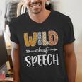 Wild About Speech SLP Leopard Teacher Back To School Kids Men's V-Neck T-Shirt, funny gift