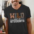 Wild About My Students Shirt Animals Teacher Men's V-Neck T-Shirt, funny gift