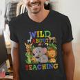Wild About Teaching Safari Jungle School Teacher Men's V-Neck T-Shirt, funny gift Wild About Teaching Safari Jungle School Teacher Men's V-Neck T-Shirt, funny gift