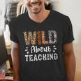 Wild About Teaching Teacher Lover Animals Leopard Zebra Men's V-Neck T-Shirt, funny gift Wild About Teaching Teacher Lover Animals Leopard Zebra Men's V-Neck T-Shirt, funny gift
