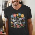 Wildflower 4th Fourth Grade Floral Back To School Teacher Men's V-Neck T-Shirt, 4th Grade Teacher Shirts, funny gift