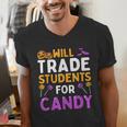 Will Trade Students For Candy Cute Halloween Costume Teacher For Men Women Kids Men's V-Neck T-Shirt, funny gift
