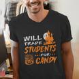 Will Trade Students For Candy Halloween Costume Teacher Men's V-Neck T-Shirt, funny gift