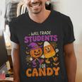 Will Trade Students For Candy Shirt Fun Candy Corn Teacher Men's V-Neck T-Shirt, funny gift Will Trade Students For Candy Shirt Fun Candy Corn Teacher Men's V-Neck T-Shirt, funny gift