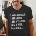 Woman Mom Teacher Wife TIRED T Shirt Cute Mom Teacher Shirts Men's V-Neck T-Shirt, funny gift