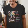 Women Bible Verse Christian Teacher God Says Back To School Men's V-Neck T-Shirt, funny gift