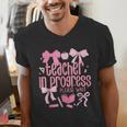 Women Teacher In Progress Coquette Pink Bow Future Teacher Men's V-Neck T-Shirt, Future Teacher Shirts, funny gift Women Teacher In Progress Coquette Pink Bow Future Teacher Men's V-Neck T-Shirt, Future Teacher Shirts, funny gift