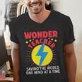 Wonder Teacher Costume Shirt Teacher Halloween Costume Men Women Men's V-Neck T-Shirt, funny gift