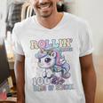 100 Days Of School Girls Teacher 100th Day Unicorn Outfit Men's V-Neck T-Shirt, funny gift