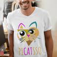 Abstract Cat Art Picatsso Shirt For Art Teachers Men's V-Neck T-Shirt, funny gift