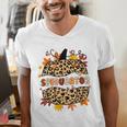 Autumn Fall SPED ED Teacher Thankful Grateful Pumpkin Retro Men's V-Neck T-Shirt, funny gift
