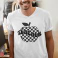 Back To School Checkered Apple Teacher Checkerboard Teacher For Men Women Girls Kids Men's V-Neck T-Shirt, funny gift