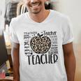 Back To School Teacher Life Apple Leopard Teacher Women Men's V-Neck T-Shirt, funny gift