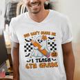 You Can't Scare Me I Teach 6th Grade Retro Teacher Halloween Men's V-Neck T-Shirt, funny gift You Can't Scare Me I Teach 6th Grade Retro Teacher Halloween Men's V-Neck T-Shirt, funny gift