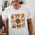 Coquette Teach Teacher Bows Thanksgiving Turkey Fall Autumn Men's V-Neck T-Shirt, funny gift