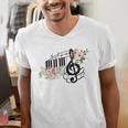 Cut Music Teacher Shirt With a Piano Keys Notes And Flowers Men's V-Neck T-Shirt, funny gift Cut Music Teacher Shirt With a Piano Keys Notes And Flowers Men's V-Neck T-Shirt, funny gift