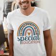 Cute Special Education Leopard Print SPED Teacher Idea Men's V-Neck T-Shirt, funny gift