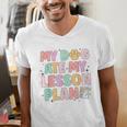 My Dog Ate My Lesson Plan Kindergarten Teacher Dog Lover For Men Women Men's V-Neck T-Shirt, funny gift