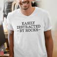 Easily Distracted By Rocks Rock Lover Geology Teacher Men's V-Neck T-Shirt, funny gift Easily Distracted By Rocks Rock Lover Geology Teacher Men's V-Neck T-Shirt, funny gift