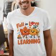 Fall In Love With Learning Thanksgiving Teacher Student Kids Men's V-Neck T-Shirt, funny gift