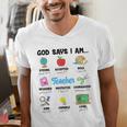 God Says Im Teacher Christian Back To School Religious Men's V-Neck T-Shirt, funny gift
