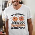 Groovy I Teach The Cutest Pumpkins In The Patch For Teacher Men's V-Neck T-Shirt, Groovy Teacher Shirts, funny gift Groovy I Teach The Cutest Pumpkins In The Patch For Teacher Men's V-Neck T-Shirt, Groovy Teacher Shirts, funny gift