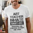Halloween Art Teacher Prisoner Costume Men's V-Neck T-Shirt, funny gift Halloween Art Teacher Prisoner Costume Men's V-Neck T-Shirt, funny gift