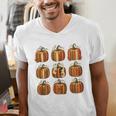 Halloween Teacher Fall Book Pumpkin Retro Reading Men's V-Neck T-Shirt, funny gift