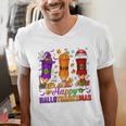 Happy Hallothanksmas Halloween Thanksgiving Pencils Teachers Men's V-Neck T-Shirt, funny gift Happy Hallothanksmas Halloween Thanksgiving Pencils Teachers Men's V-Neck T-Shirt, funny gift