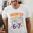 Haunted 67 Ghost Math Teacher Halloween Costume Math Pun Men's V-Neck T-Shirt, funny gift