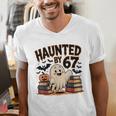 Haunted By 67 Teacher Ghost Pumpkin Halloween Costum Men's V-Neck T-Shirt, funny gift