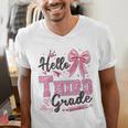 Hello Third Grade First Day Of School Coquette Teacher Girl Men's V-Neck T-Shirt, First Grade Teacher Shirts, funny gift Hello Third Grade First Day Of School Coquette Teacher Girl Men's V-Neck T-Shirt, First Grade Teacher Shirts, funny gift