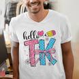 Hello TK Transitional Kindergarten Back To School Teacher Men's V-Neck T-Shirt, funny gift Hello TK Transitional Kindergarten Back To School Teacher Men's V-Neck T-Shirt, funny gift