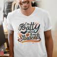 I'm Batty About My Students Watercolor Bat Teacher Halloween Men's V-Neck T-Shirt, funny gift