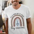 Its A Good Day To Teach Tiny Musicians Music Teacher Rainbow Men's V-Neck T-Shirt, funny gift