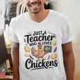 Just a Teacher Who Loves Chickens Chicken Farm Animal Lover Men's V-Neck T-Shirt, funny gift Just a Teacher Who Loves Chickens Chicken Farm Animal Lover Men's V-Neck T-Shirt, funny gift
